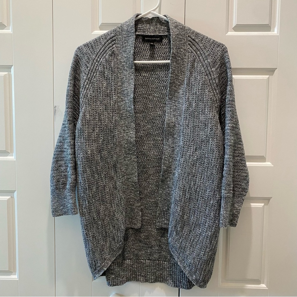 Banana Republic Heather Gray Cardigan midi arm length